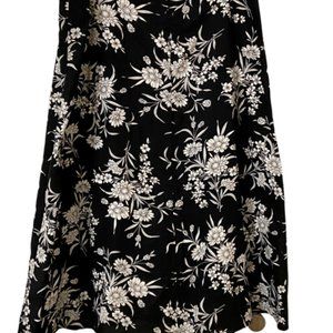 Sag Harbor Black & White Floral A-Line Skirt - Size 14